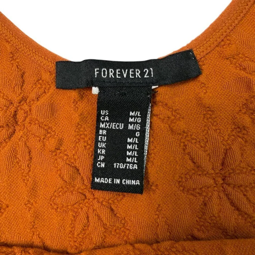 Forever 21 Orange Rust Textured Knit Tank Top Size M/L - Picture 2 of 5